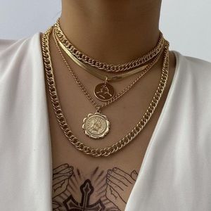 Multilayered Coin Necklace 14K Gold Plated